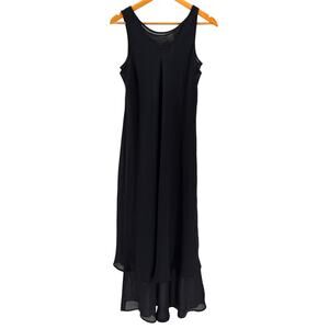 Vintage 90s Apart Impressions Black Two Layer Minimalist Maxi Dress